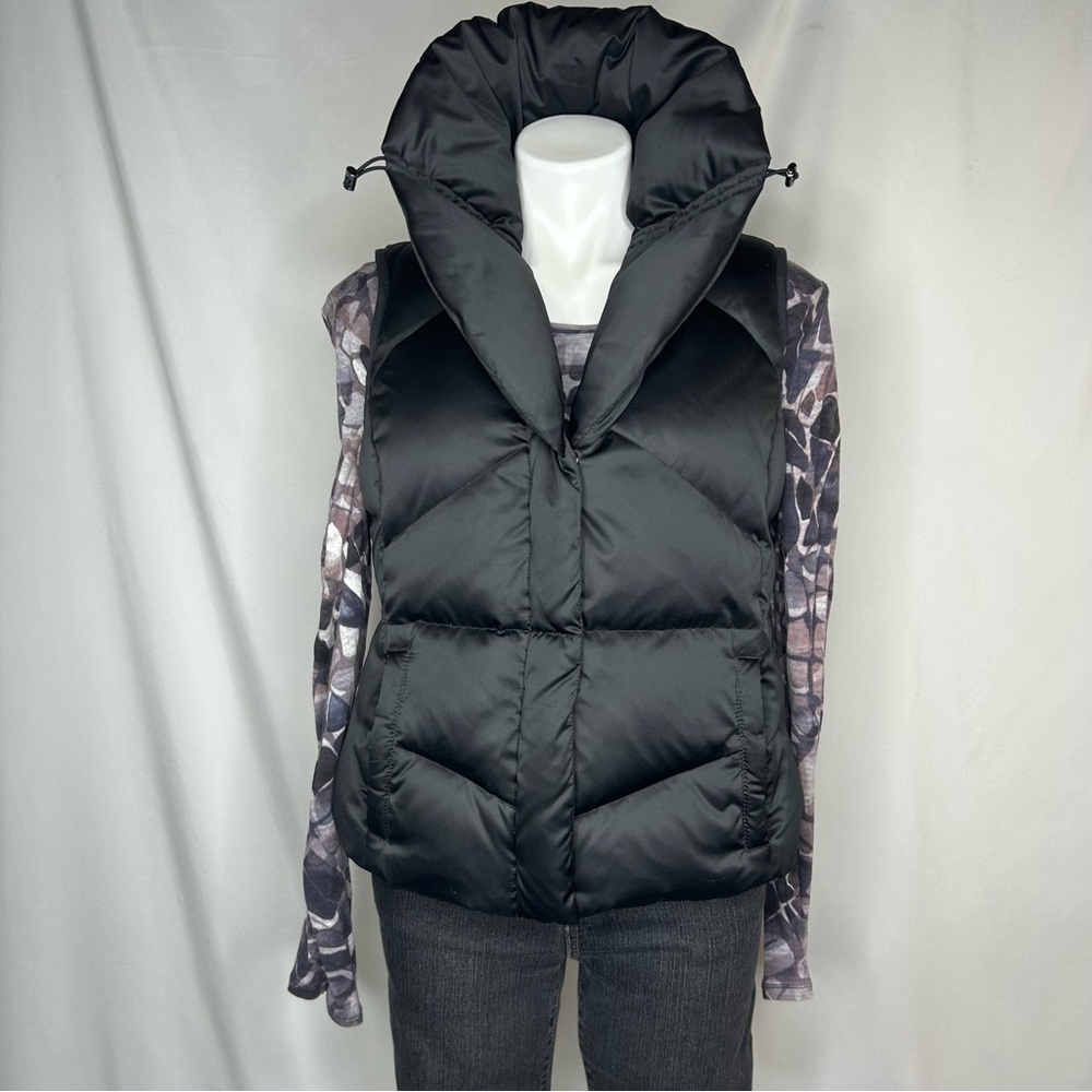 Ann Taylor Matte Black Puffer Vest with High Collar